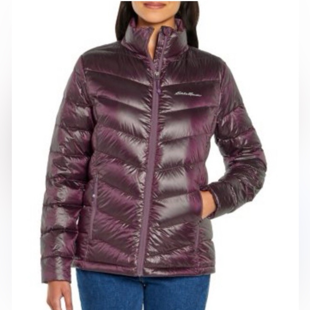 Eddie  Bauer Ladies Down Packable Puffer
Jacket Size Small Iridescent Plum